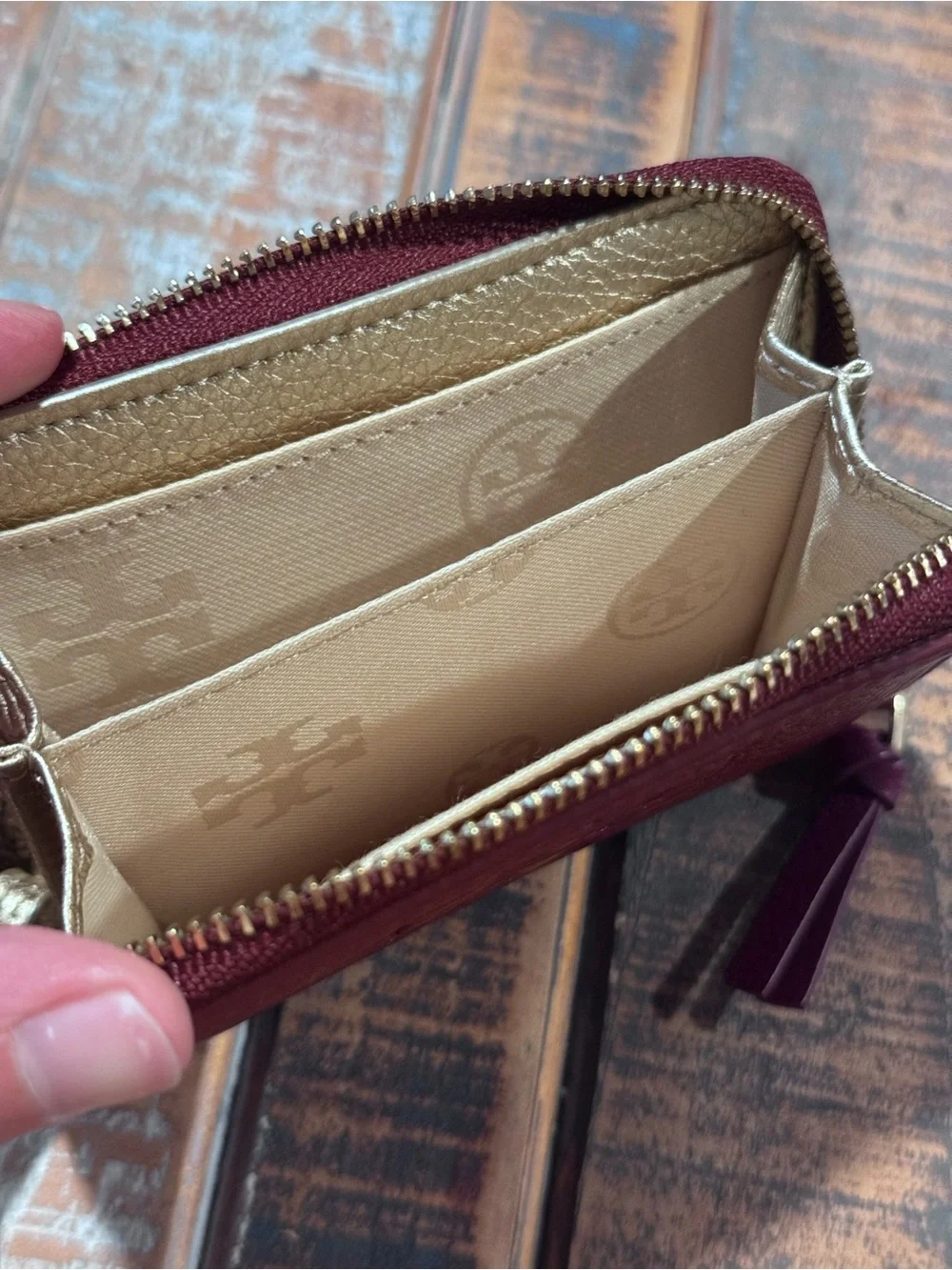 Tory Burch Pebbled Leather Wallet with Keyring